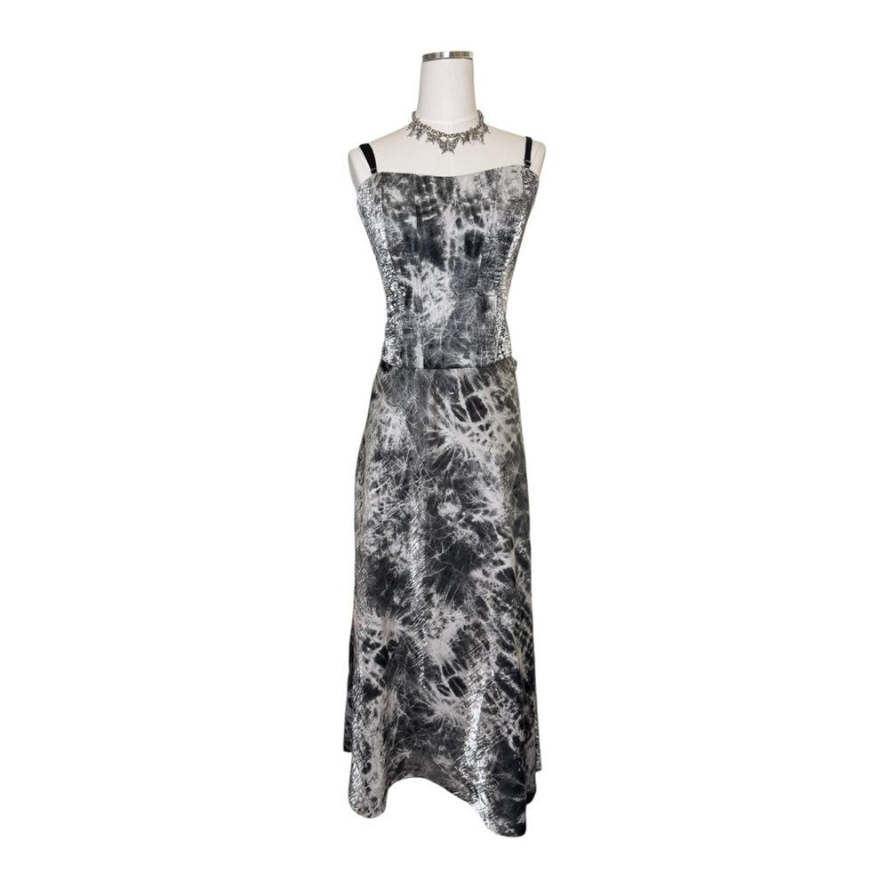 Simon Chang 3 Piece Whimsygoth Tie Dye Gray Corset, Jacket + Skirt Set Size 16